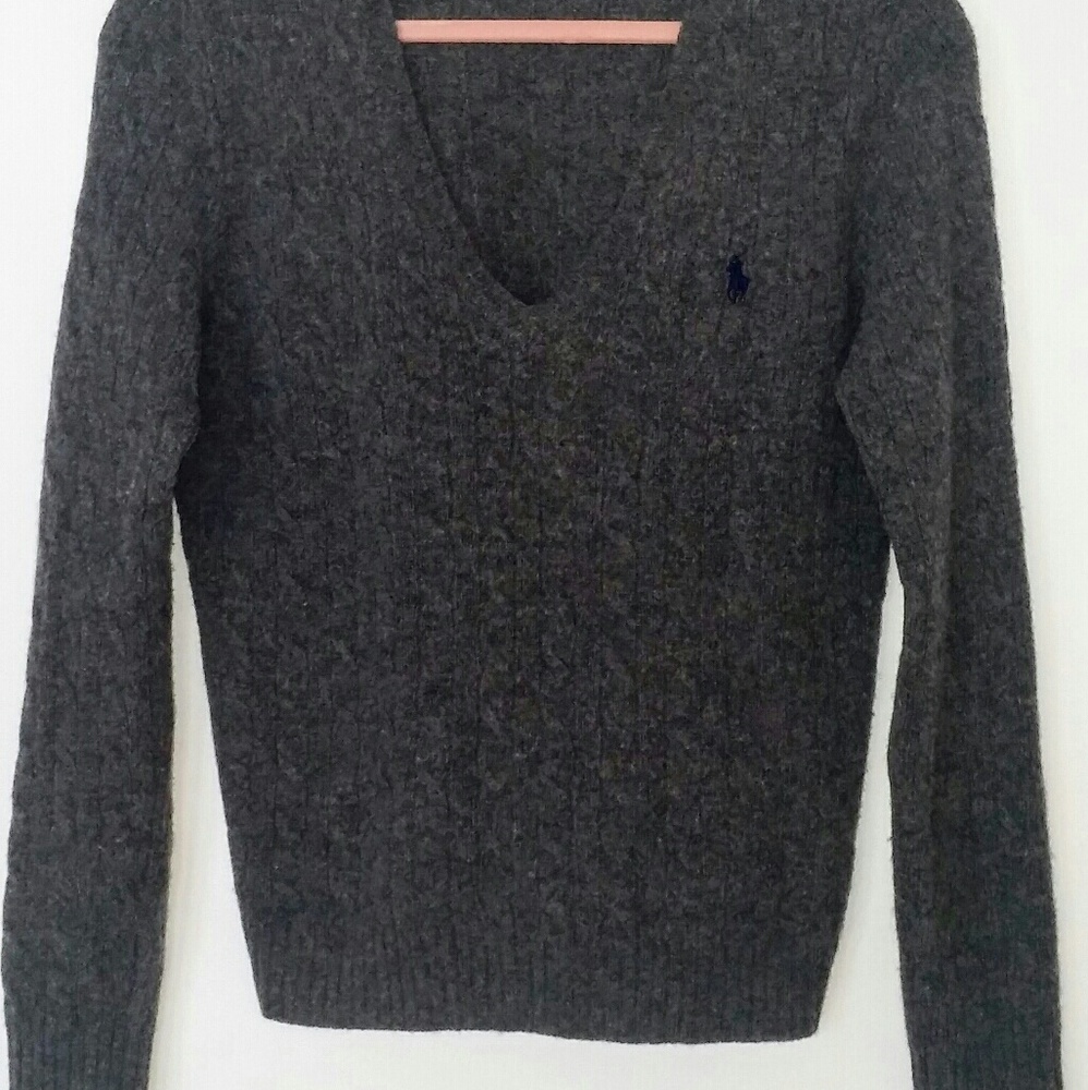 Gray cable knit wool sweater